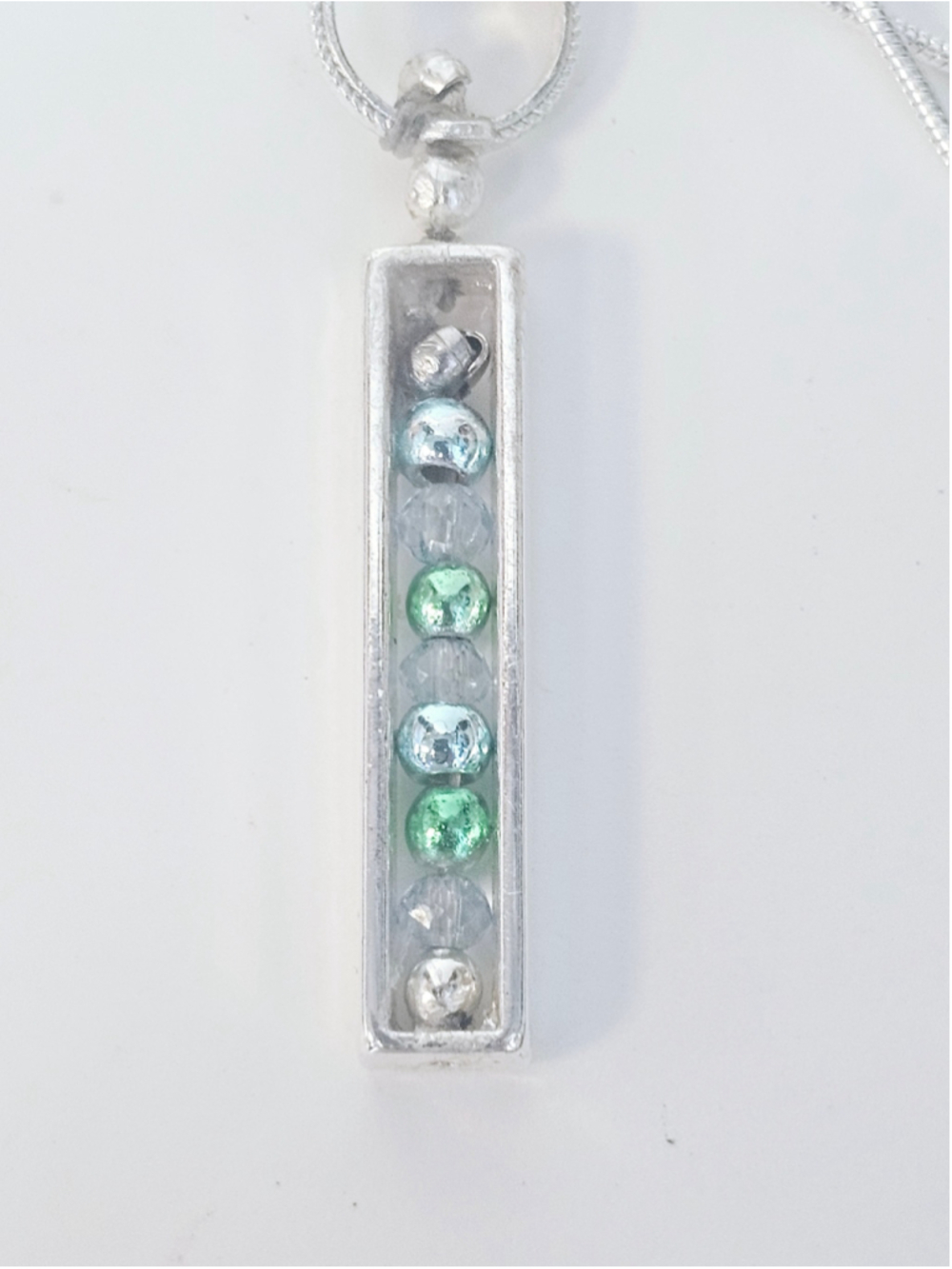 Hematite Gemstone Beaded Framed Pendant 925 Sterling Silver Necklace